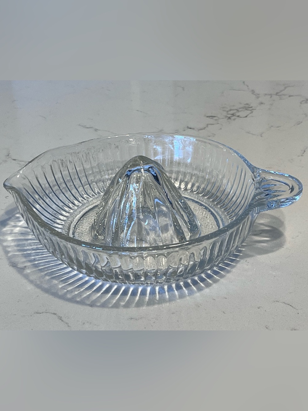 Vintage Clear Thick Glass Citrus Juicer Reamer With Handle